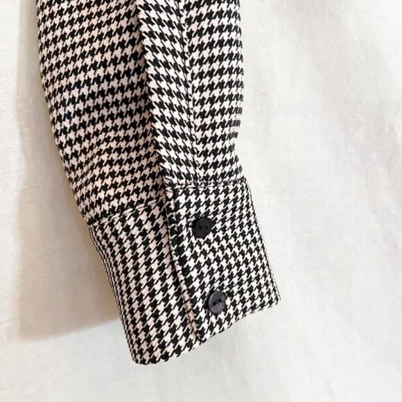 Zara Cropped Herringbone Houndstooth Black Cream Blazer Top S - Picture 4 of 9